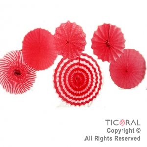 ADORNO GUIRNALDA ABANICO ROSETAS CARTULINA DISE�O FUCSIA KIT X 6 UNIDADES